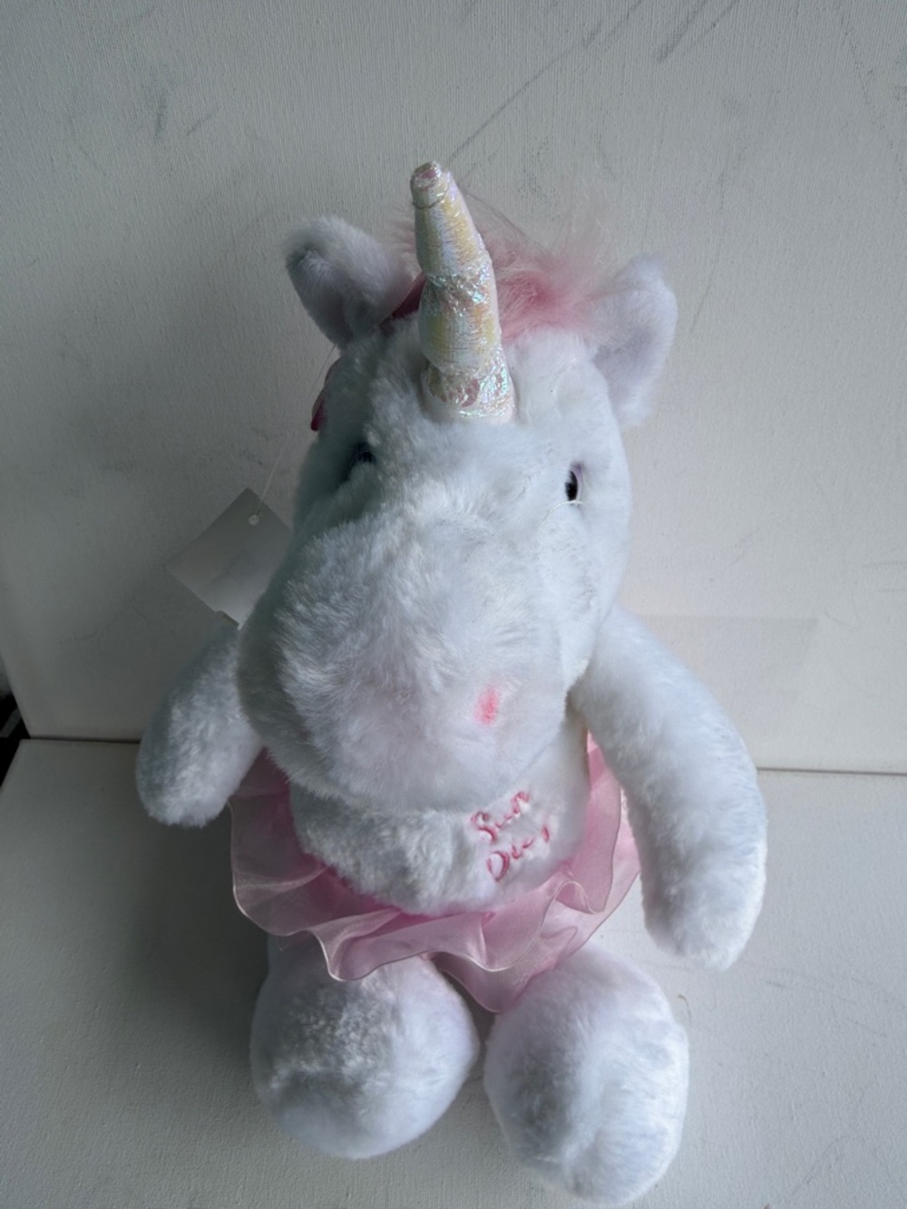 Plush White Unicorn Stuffed Animal with Pink Tutu - Picture 3 of 3
